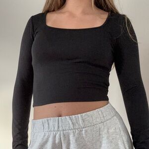 Hollister black square-neck long sleeve top